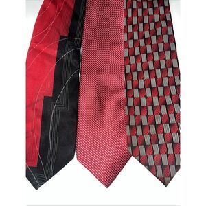 Lot‎ of 3 Red Mens Neck Ties Various Brands Puritan , Gior Gio Brutini, Stafford